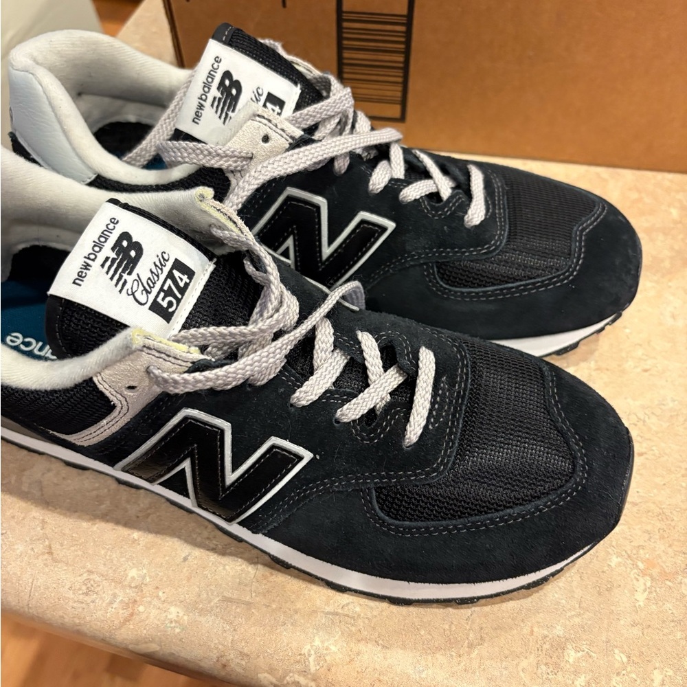 New Balance WL574EVB Black and White Sneakers